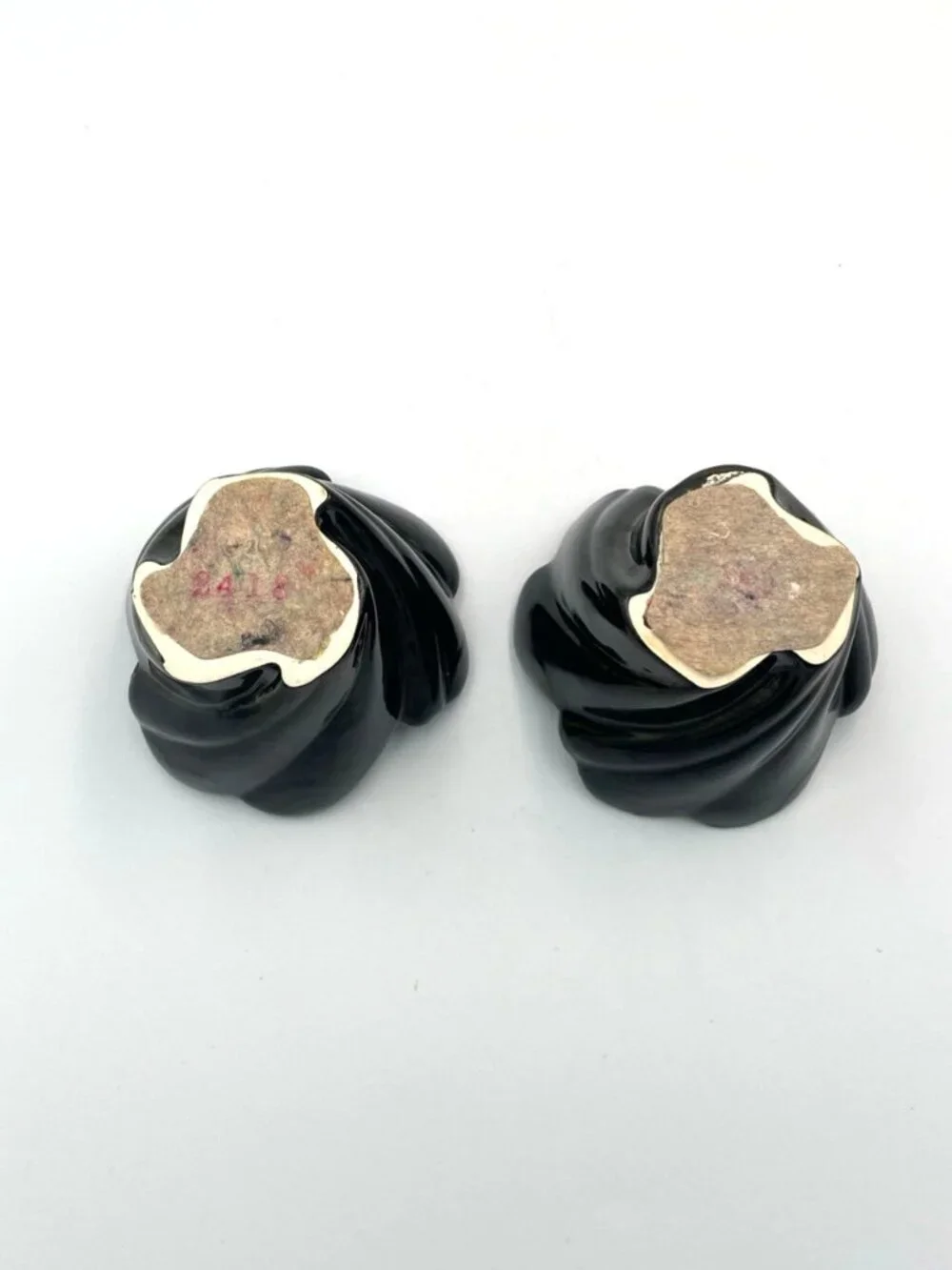 Ceramic Pottery Candle‎ Stick Holders Leaf Flower Swirl Design MCM Vintage